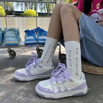 Autumn New Little White Shoes Women s Ins Tide Student Running Sports Board Shoes Heightening Casual Shoes 35 фиолетовый
