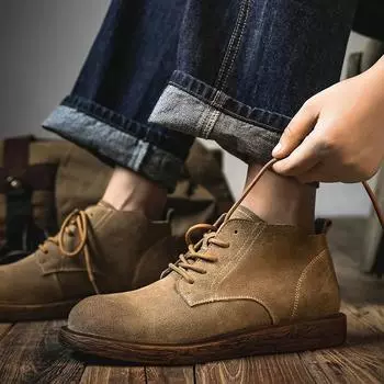 Autumn new Martin boots retro British style mid-help outdoor tooling boots simple trend men s shoes 38
