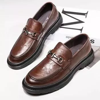 Autumn new men s business casual leather shoes soft sole soft leather beanie shoes trendy men s shoes fashion driving shoes lace up 38