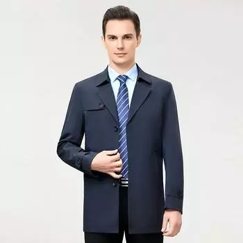 Autumn new men s business casual mid-length windbreaker solid color men s jacket windbreaker for men 170