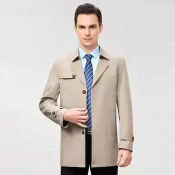 Autumn New Men s Business Casual Mid-length Windbreaker Solid Color Men s Jacket Windbreaker for Men 170