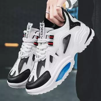 Autumn New Men s Chunky Sneakers Fashion Outdoor Casual Sport Shoes Fitness Trainers Breathable Trainers Height Increasing Shoes 39 белый