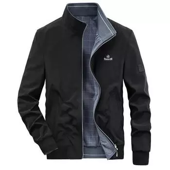 Осенняя новая мужская двухсторонняя куртка с воротником-стойкой, повседневная простая модная повседневная трендовая куртка M