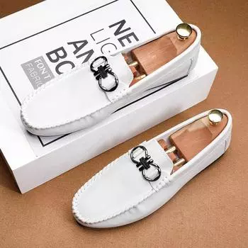 Autumn new men s Doudou shoes casual single shoes one-pedal lazy shoes overfoot leather shoes foot Lishi loafers 39