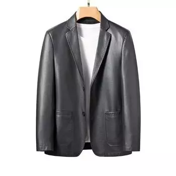 Autumn New Men s Genuine Leather Coat Slim Leather Jacket Business Casual Young Luxury Dad Wear 170