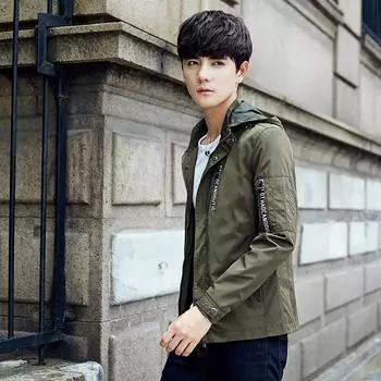 Autumn new men s jacket casual men s Korean style hooded thin windbreaker jacket versatile S