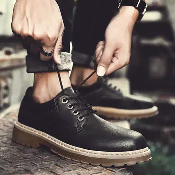 Autumn new men s shoes fashion British tooling shoes trend men s single shoes casual shoes big head leather shoes outdoor men s shoes 39 светло-коричневого