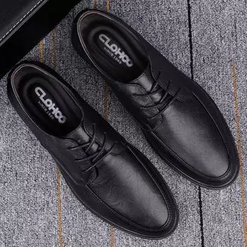 Autumn new men s shoes real cowhide Doudou shoes men s soft leather soft sole comfortable driving casual leather shoes are available in stock 38 чёрный