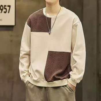 Осенние мужские толстовки, мужские пуловеры, американские ретро-топы, модные свободные топы с круглым вырезом M