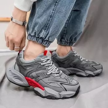 Autumn new men s thick-soled heightening dad shoes Korean version of trendy casual sports shoes breathable and versatile live men s shoes 39