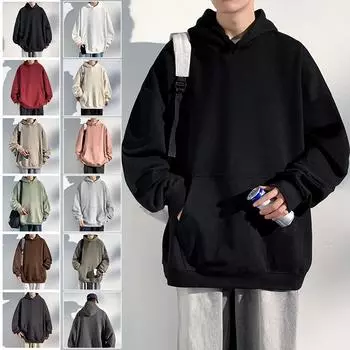 Осенняя новая мужская модная шапка-толстовка махровая однотонная рубашка с пустым дном пара толстовка с капюшоном S