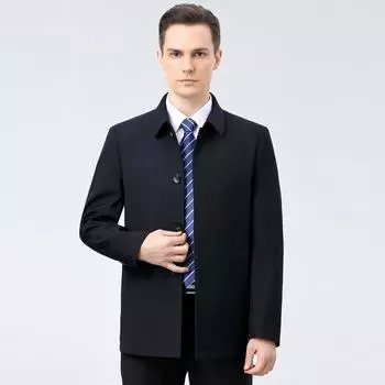 Осенняя новая мужская шерстяная куртка, деловая повседневная мужская куртка с лацканами для папы 170