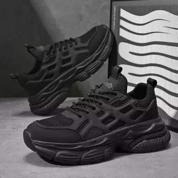 Autumn new mesh breathable heightening versatile casual outdoor running sports men s shoes high quality cold sticky dad shoes 39