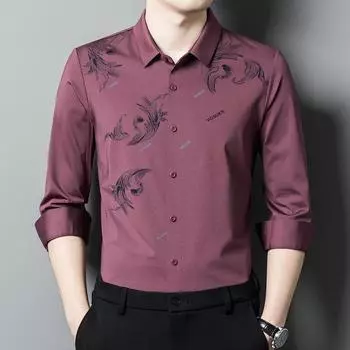 Autumn New Middle-aged Men s Long-sleeved Shirts, Casual Dad Shirts, Seamless Middle-aged Bottoming Shirts M