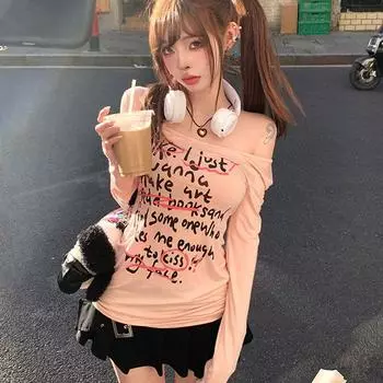 Осенняя новинка Pure Desire Style Spicy Girl, короткая футболка из чистого хлопка с длинными рукавами для женщин, облегающий и универсальный дизайн, топ Sense для женщин S хаки