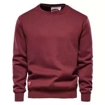 Осень новая футболка с круглым вырезом, модный мужской однотонный пуловер, базовая спортивная толстовка с нашивкой M