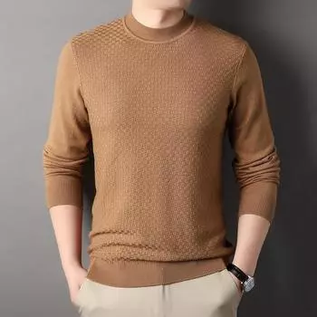 Autumn New Semi-turtleneck Casual Waffle Knitted Sweater Men s Young Men s Fashion Trend Bottom Sweater M