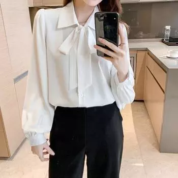Autumn New Shirt Chiffon Long Sleeve Professional Bow