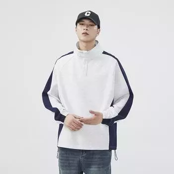 Новая осенняя толстовка-свитшот с воротником-стойкой для молодых мужчин, топ-свитер с цветными пуговицами, свободная рубашка в стиле Гонконга. S