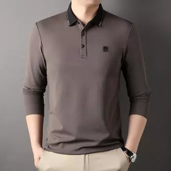 Autumn New Style Lapel Long-sleeved T-shirt Men s Business Casual Polo Shirt Men s Solid Color Top Bottoming Shirt M