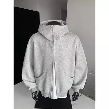 Autumn New Sweater Loose Commuting Versatile Japanese and Korean Double Head Zipper Hooded M