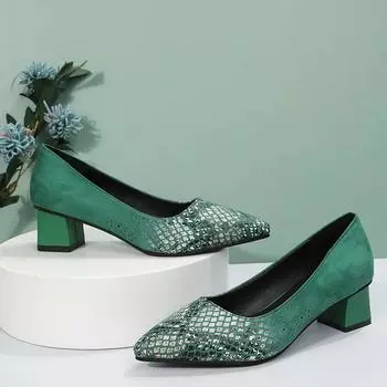 Autumn New Thickening Shallow Mouth Women s Shoes Elegant Square Toe High Heels 35 чёрный