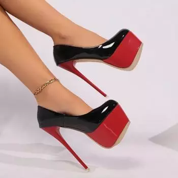 Autumn New Thin Heel Single Shoes Women s Round Head Shallow Mouth Thick Bottom Temperament High Heel Low Top Shoes 35 чёрный