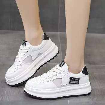 Осень Новые универсальные белые повседневные туфли женские туфли на плоской подошве резиновые модные взрывные модели кроссовки весна осень студенты 35