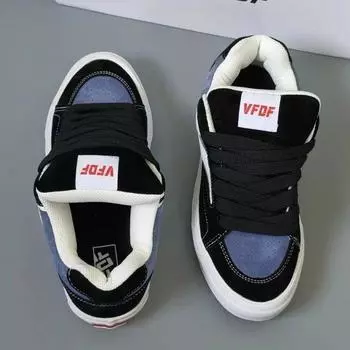 Autumn niche design bread shoes flip fur black and blue splicing retro low-top board shoes women s ins versatile casual shoes 35