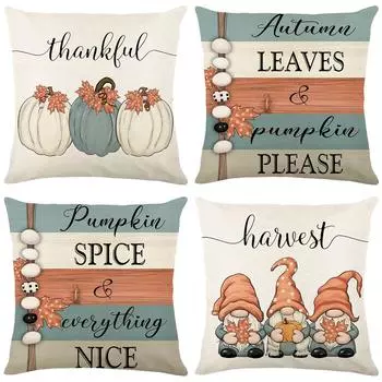 Autumn Print Pillow Cover Linen Square Home Sofa Cushion Cover Bedroom Pillow Cover 45*45cm JYM317-1