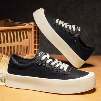 Autumn Round Head Microfiber Leather Surface Solid Color Casual Board Shoes Cold Sticky High Quality Thick Sole Heightening Sports Men S Shoes 39