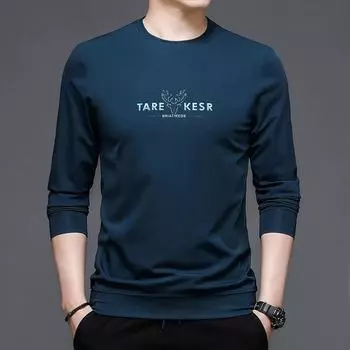 Осенняя футболка с круглым вырезом и длинным рукавом, мужская повседневная толстовка в корейском стиле для молодых мужчин, напечатанная нижняя рубашка M