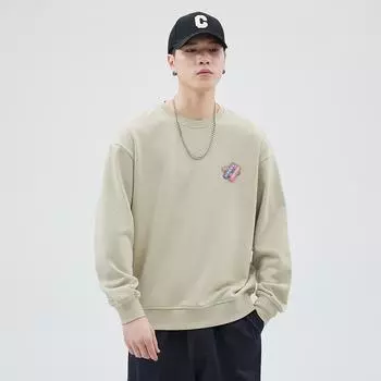 Осенний простой абрикосовый свитер с круглым вырезом, мужской свободный, большой размер, тренд, японский свитер с длинными рукавами, повседневный, топ-тренд M абрикосовый