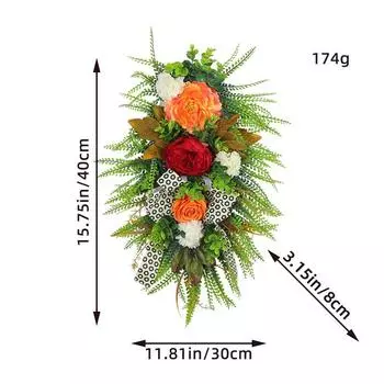 Autumn Season Wreath Door Hanging Leopard Print Harvest Festival Wall Hanging Simulation Plant Front Decoration 40Cm long wreath
