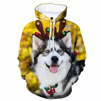 Autumn Siberian Husky Dog 3D Print Hoodies Men Women Fashion Casual Sweatshirts Oversized Hoodie Pullovers Tracksuit Clothing S