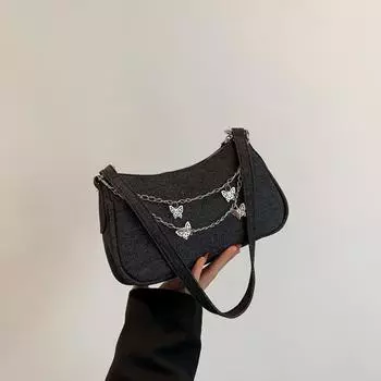 Autumn simple fashion bag women s small square bag 2024 new trend solid color shoulder bag small fresh underarm women s bag чёрный