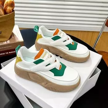 Autumn Sneakers for Women 2024 New Heightening Platform Flat White Casual Shoes Zapatillas Mujer Ladies Comfort Vulcanized Shoes 35 зелёный