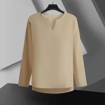 Осень-весна мужской свободный топ с V-образным вырезом, эластичный длинный рукав, размер плюс, однотонный, средней длины, для фитнеса, упражнений, повседневная одежда, рубашка XXXXL белый