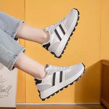 Осенние толстые туфли на платформе женские универсальные повседневные студенческие бархатные немецкие тренировочные модные туфли спортивная обувь женская 35