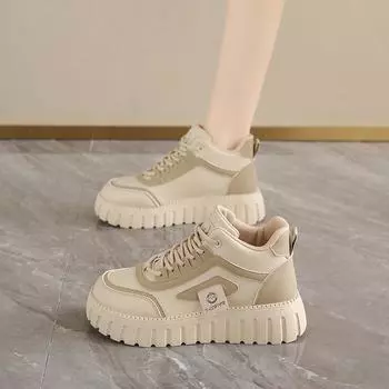 Autumn Thick Bottom Women s Sneakers Casual Running Shoes High Quality Patchwork Leather Vulcanized Shoes Trainers Zapatillas 40 35