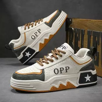 Autumn Thick-Soled Heightening Men S Board Shoes Microfiber Leather Surface Punching Breathable Comfortable Low-Top Letter White Shoes Men S Shoes 39