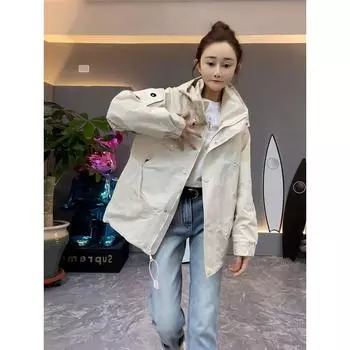Autumn Trench Coat Outwear Women s Mid Length Long Length Tops Shell Jacket 2025 New Arrival Women s K-style Spring and Autumn Jacket Casual Light beige M(90-128)