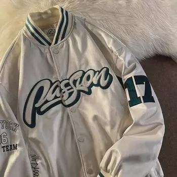 Autumn Trendy Men s American Casual Baseball Jacket - Loose Fit Korean Style Couple Outfit Coat L чёрный