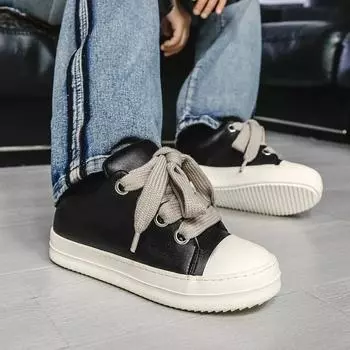 Autumn Unisex Sneakers Size 35-44 Trainers Women Microfiber Leather Lace-up Casual Shoes Fashion Platform Low-top Skate Shoes 35