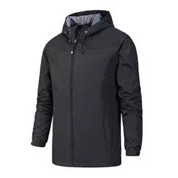 Осенние ветровки Зимняя куртка Charge Мужская тонкая ветровка с капюшоном Пальто ветрозащитное водонепроницаемое мужское тактическое пальто черного цвета S чёрный