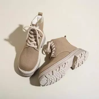 Autumn Winter 2024 New Trend Woman‘s Round Toe Lace Up Plush Footwear Boots-Women Comfortable Fur Ankle Solid Color Ladies Boots 35 темно серый