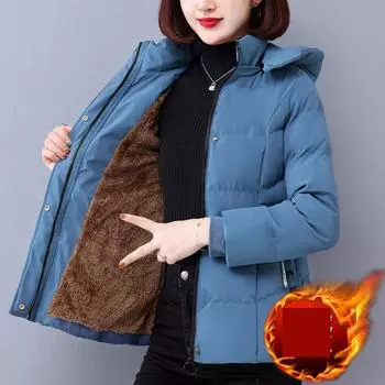 Осень-зима Повседневная омолаживающая куртка для мам среднего возраста Утепленная куртка с хлопковой подкладкой Женское пальто Корейское повседневное теплое женское пальто Верх XXXXL чёрный