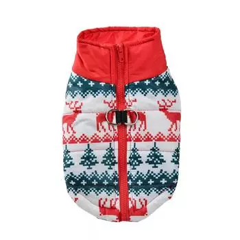 Autumn Winter Dog Jacket For Small Medium Dogs Cats Outdoor Waterproof Windproof Christmas Deer Print Puppy Clothes Pug Pet Coat S зелёный