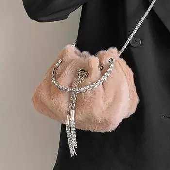 Осенне-зимняя модная женская сумка с ручкой из меха, шикарный дизайн, сумка через плечо с цепочками, элегантные женские банкетные сумки Mini(Max Length<20cm)