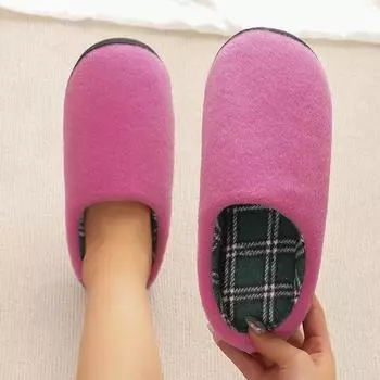 Autumn Winter Fluffy Plush Slippers Women Comfortable Non Lsip Home Cotton Shoes Woman Soft Keep Warm Platform Slides Shoes 45 36-37 вино красного